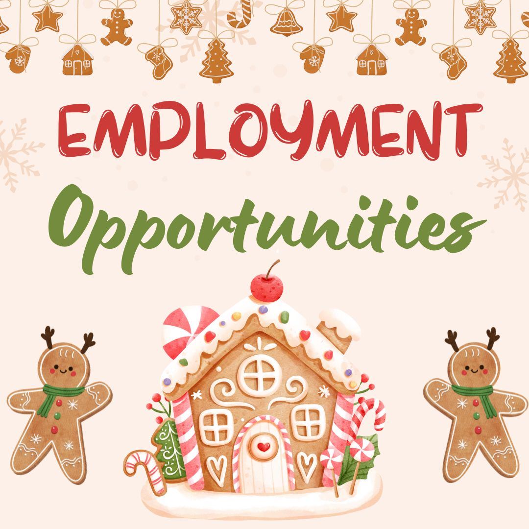 12.15.2025 Job leads of the week Employment Opportunities with gingerbread