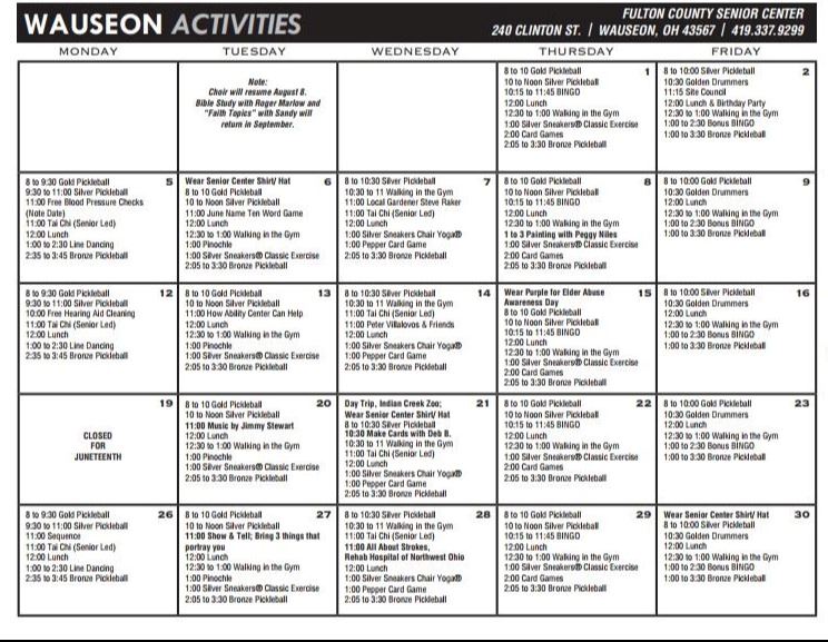 Activity Calendar Photo Opens in new window